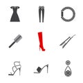 Women`s accessories glyph icons set Royalty Free Stock Photo