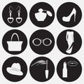 Women`s accessories icons set Royalty Free Stock Photo