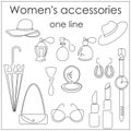 Women`s accessories painted in one line.