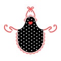 Women`s black apron white polka dots with lace