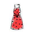 Women`s red apron black polka dots. View front Royalty Free Stock Photo