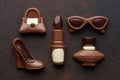 Women`s attributes made from chocolate