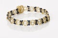 Beaded Bracelet - Gold and Navy Blue