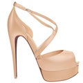 Women's beige leather sandal, side view