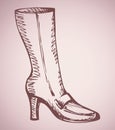 Women's boots with heels. Vector drawing Royalty Free Stock Photo