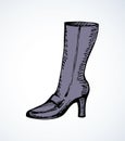 Women`s boots with heels. Vector drawing