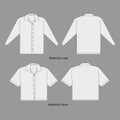 Women\'s Buttonup short long sleeve shirts fashion flat sketch vector illustration. CAD mockup short sleeve template Royalty Free Stock Photo