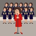 Women`s choir vector cartoon illustration