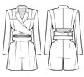 Women's classic suit with crop jacket and shorts