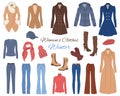 Women` s clothes collection. Winter outfit. Vector illustration.