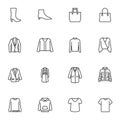 Women's clothing and accessories line icons set Royalty Free Stock Photo