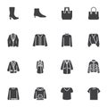 Women's clothing and accessories vector icons set Royalty Free Stock Photo