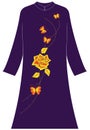 Women`s clothing: oOne rose and four flying butterflies