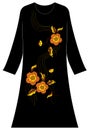 Women`s clothing: Spotted flowers with dotted point lines