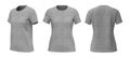 Women`s crewneck t-shirt mockup, front, side and back views Royalty Free Stock Photo