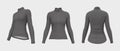 WomenÃ¢â¬â¢s cycling jersey mockup in front, side and back, 3d rendering Royalty Free Stock Photo