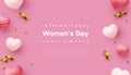 Women's day background with charming soft pink coloring. Premium vector background for banner, poster, social media greeting