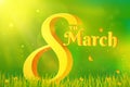 Women`s Day banner with spring background. Royalty Free Stock Photo