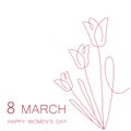 Women`s day card flower tulip design vector