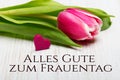 Women`s day card with German words `Alles gute zum frauentag`