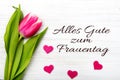 Women`s day card with German words `Alles gute zum frauentag` Royalty Free Stock Photo