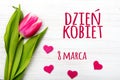 Women`s day card with Polish words DZIEÃÆ KOBIET