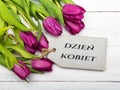 Women`s day card with Polish words DZIEÃÆ KOBIET Royalty Free Stock Photo