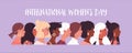 Women`s day diverse women cartoon banner