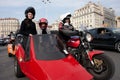 Women's Day: a family of bikers. Royalty Free Stock Photo