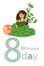 Women s Day is a figure-eight girl in a pile of money Royalty Free Stock Photo