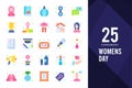 25 Women\'s Day Flat icon pack. vector illustration Royalty Free Stock Photo