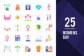 25 Women\'s Day Flat icon pack. vector illustration Royalty Free Stock Photo