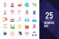 25 Women\'s Day Flat icon pack. vector illustration Royalty Free Stock Photo
