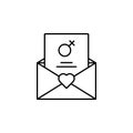 Women's day, letter, gender, heart icon. Simple thin line, outline of 8 march icons for UI and UX, website or mobile