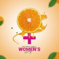 Women\'s Day orange juice fruit creative concept ad design idea, Women\'s Day March 8th