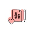 Women's day, pen, image, family with color shadow vector icon in 8 march set