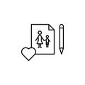 Women's day, pen, image, family icon. Simple thin line, outline of 8 march icons for UI and UX, website or mobile