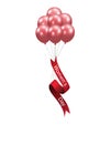 Women s Day Seven red balloons and a ribbon with the inscription. illustration