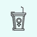 women's day, tribune, microphone icon. Element of Feminism for mobile concept and web apps icon. Outline, thin line icon for