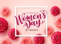 Women`s day vector background. International Woman`s day text