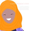 Women's Day. Vector template with smiling arabic women