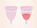 Women\'s days menstruation and blood menstrual cup vector illustration