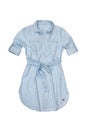 Women`s denim dress shirt on white