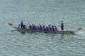 Women`s dragon boat team taking part in a competition Royalty Free Stock Photo