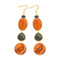 Women`s earrings made of natural stones and rhinestones. Flat vector illustration