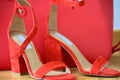 Women`s elegant sandals and handbag Royalty Free Stock Photo