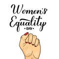 Women`s equality day calligraphy hand lettering. Feminist american holiday celebrated on August 26. Vector template for,