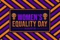 Women\'s Equality Day wallpaper with colorful shapes and fist on the side. Royalty Free Stock Photo