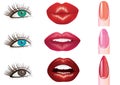 Women`s eyes, lips and nails