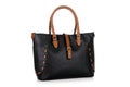 Women`s fashion accessories. Black woman handbag on white background